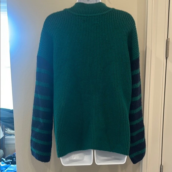 Loft Green and Black Striped Women's Sweater- large - Picture 6 of 6